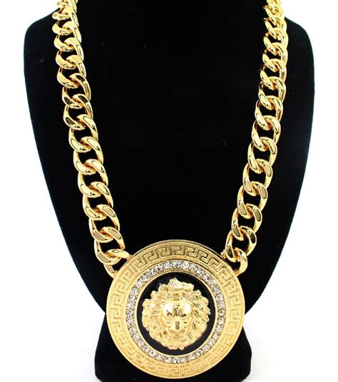 versace man jewelry|authentic Versace lion necklace.